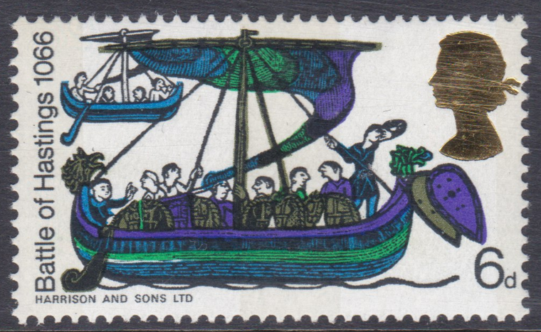 qeii-gb-1966-sg711var-6d-battle-of-hastings-paler-shade-of-gold-unmounted-mint