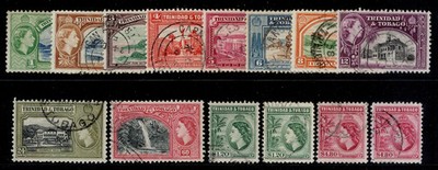 trinidad-tobago-qeii-sg267-278-1953-59-set-extra-perfs-fine-used-cat-59