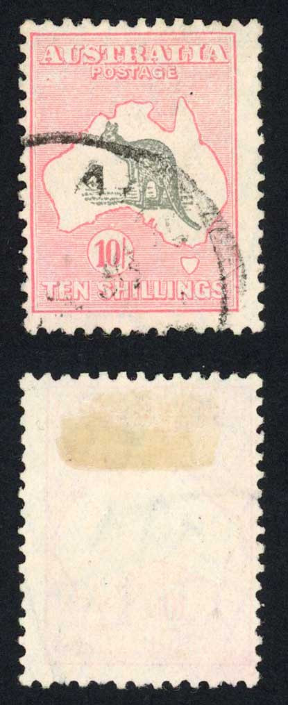 australia-sg136-10-kangaroo-wmk-c-of-a-faults-cat-160-pounds