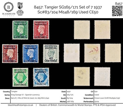 8457-tangier-sg165-171-set-of-7-1937-sc-83-104-mi148-169-used-c50