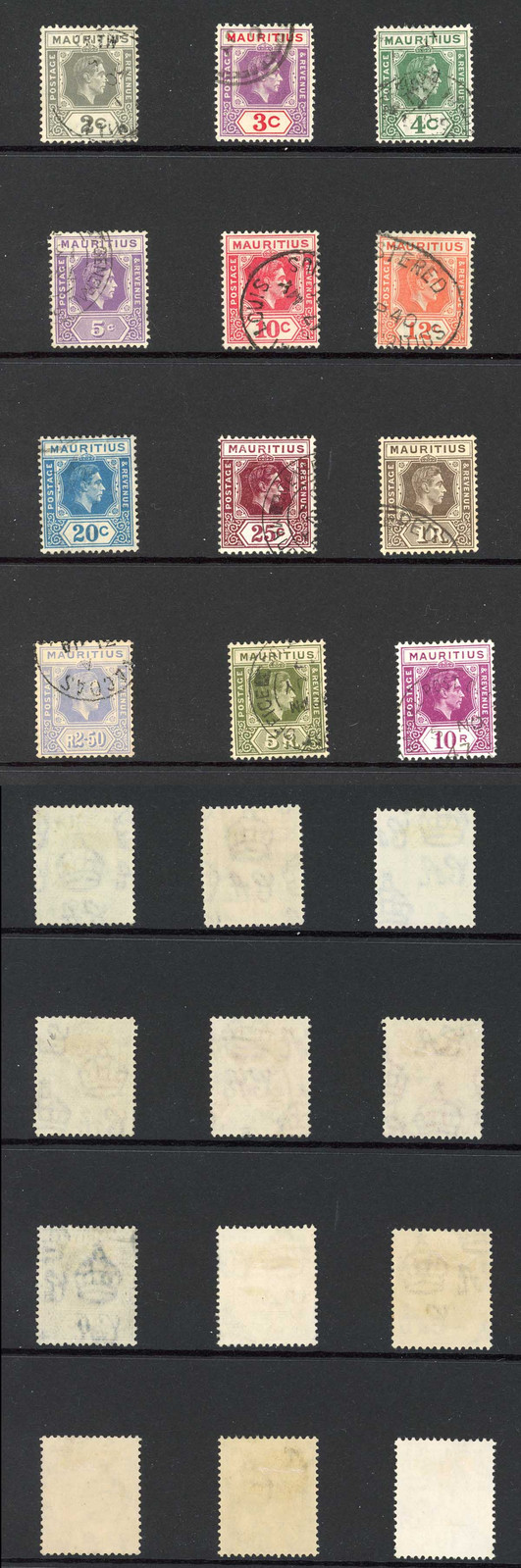 mauritius-sg262-63a-set-of-12-fine-used-cat-120-pounds