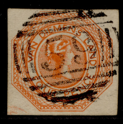 australia-tasmania-qv-sg5-4d-bright-red-orange-fine-used-cat-1000-rps-cert