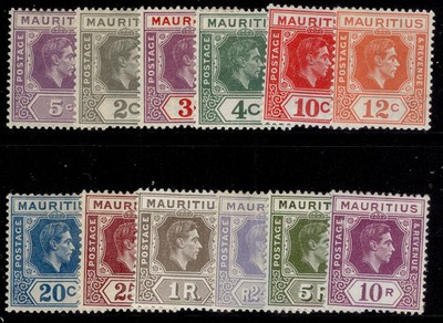 mauritius-gvi-sg252-263a-1938-49-complete-set-m-mint-cat-130