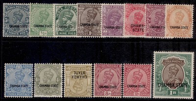 indian-states-chamba-gvi-sg62-75-1927-37-complete-set-m-mint-cat-75
