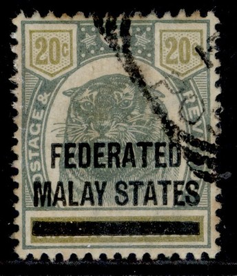 malaysia-federated-malay-qv-sg6-20c-green-olive-fine-used-cat-150