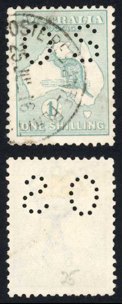 australia-1915-sg-o35-1s-blue-green-kangaroo-vfu-cat-140-pounds