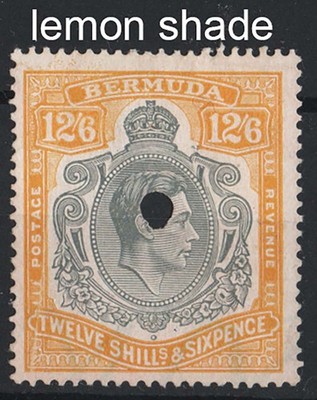 bermuda-1938-12-6d-grey-yellow-perf-14-the-lemon-shade-sg120d-fine-fiscal