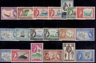 british-solomon-islands-qeii-sg82-96-1956-63-complete-set-nh-mint-cat-150