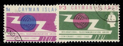 cayman-islands-qeii-sg184-185-1965-itu-set-fine-used