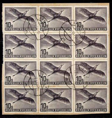 austria-sg1220-1950-10s-slate-purple-block-of-12-vfu-cat-900