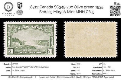 8311-canada-sg349-20c-olive-green-1935-sc-225-mi192a-mint-mnh-c25