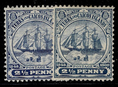 turks-caicos-islands-qv-sg104-104a-2d-shade-varieties-lh-mint-cat-14