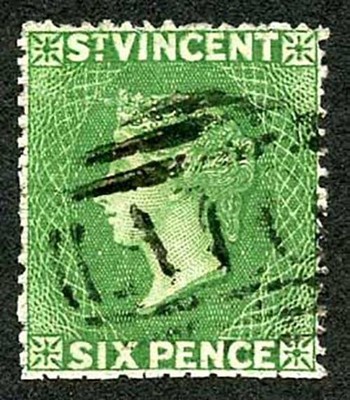 st-vincent-sg2-1861-6d-deep-yellow-green-no-wmk-rough-to-intermediate-perf-14-16