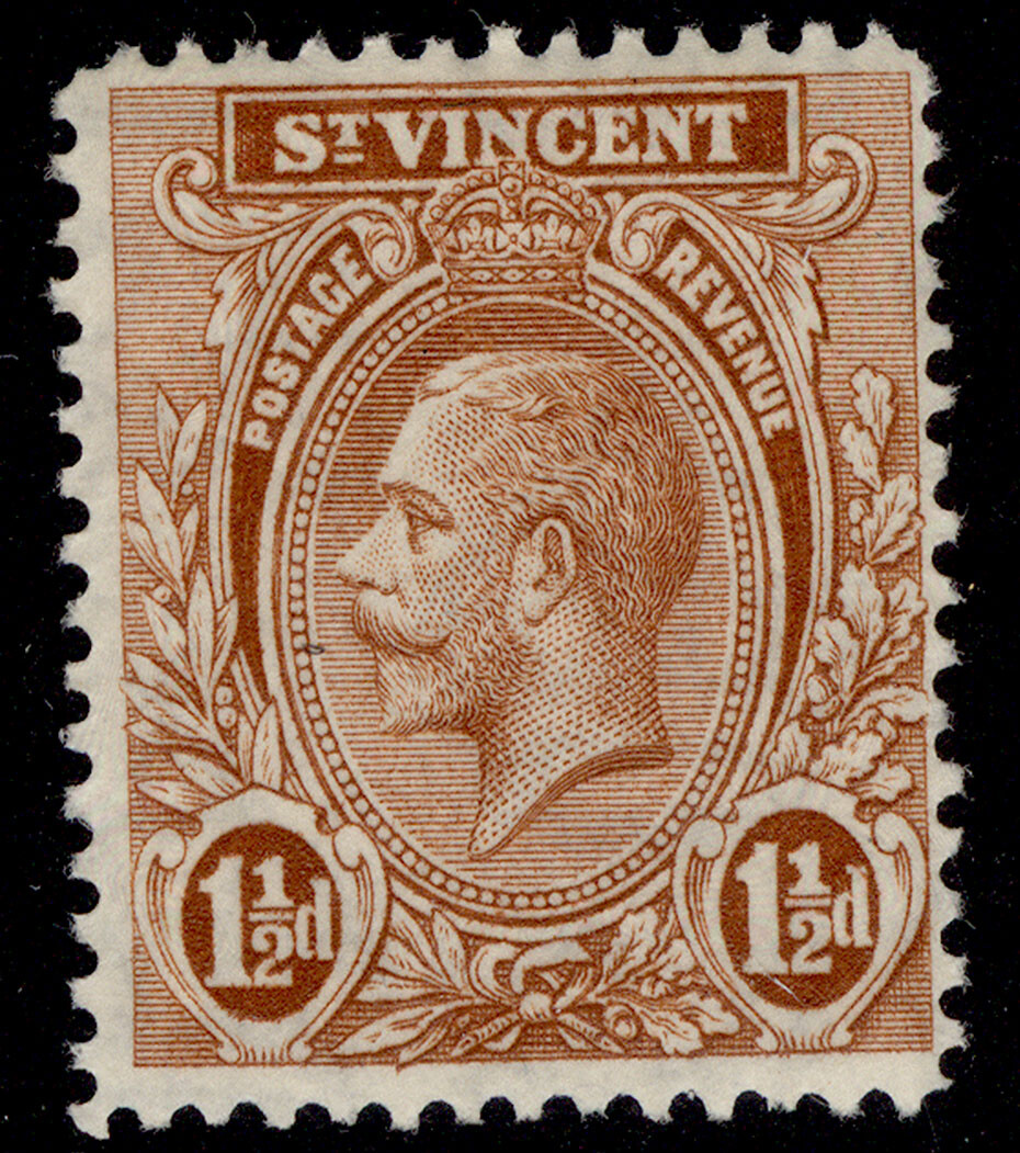 st-vincent-gv-sg132b-1d-brown-m-mint