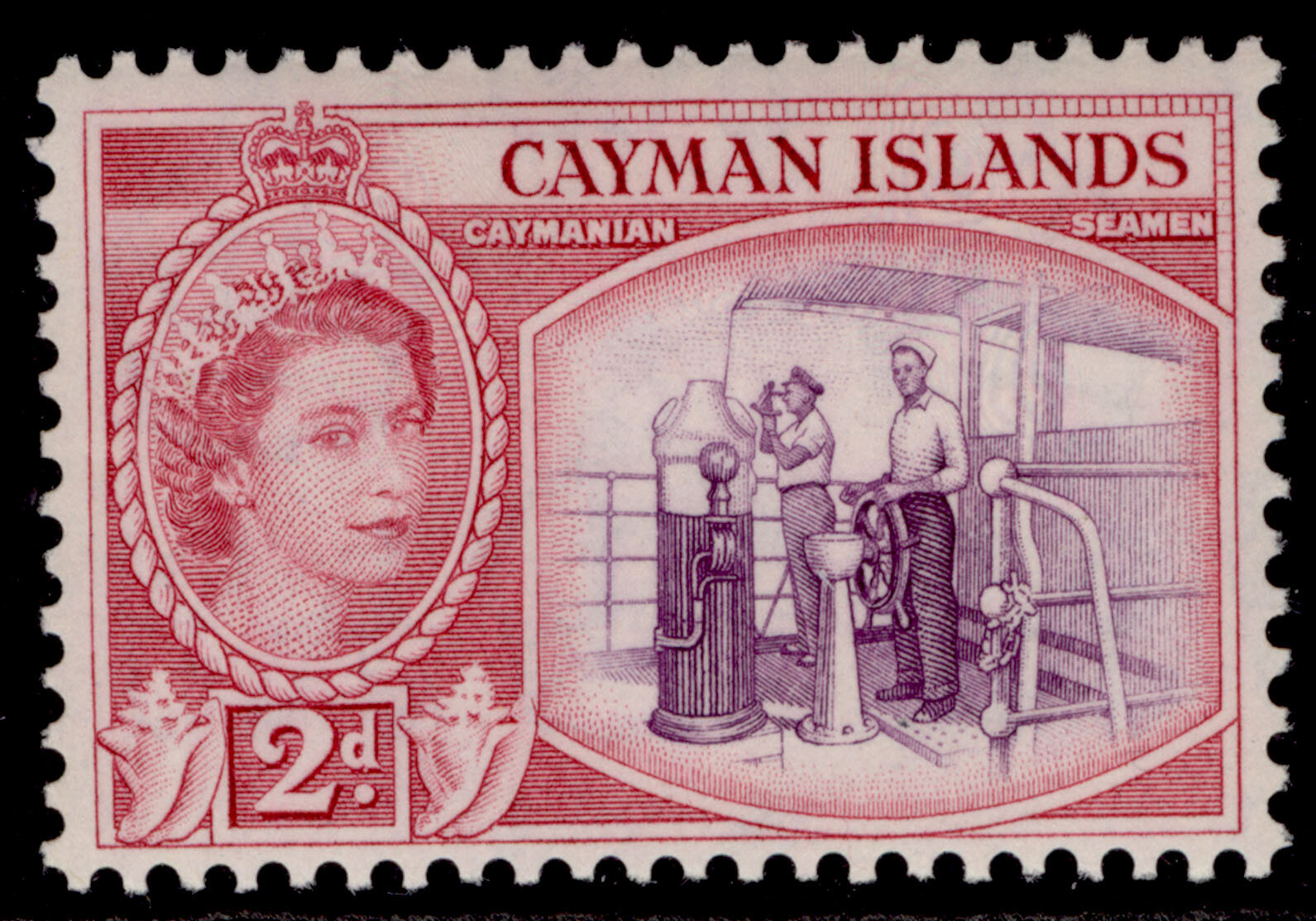 cayman-islands-qeii-sg152-2d-reddish-violet-cerise-m-mint