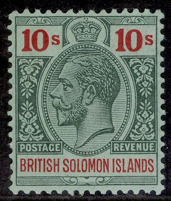 british-solomon-islands-gv-sg37-10s-green-red-green-lh-mint-cat-100