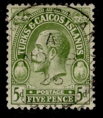 turks-caicos-islands-gv-sg170-5d-sage-green-fine-used-cat-22-cds