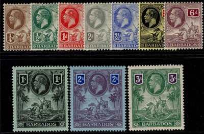 barbados-gv-sg170-180-1912-16-complete-set-lh-mint-cat-225