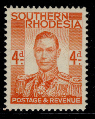 southern-rhodesia-gvi-sg43-4d-red-orange-m-mint