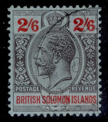 british-solomon-islands-gv-sg35-2s-6d-black-red-blue-fine-used-cat-22-cds