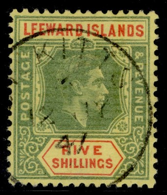 leeward-islands-gvi-sg112b-5s-green-red-yellow-very-fine-used-cat-24-cds