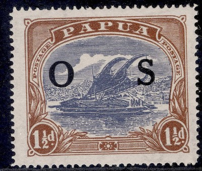aus-papua-british-new-guinea-gv-sg-o57-1d-brt-blue-brt-brown-lh-mint