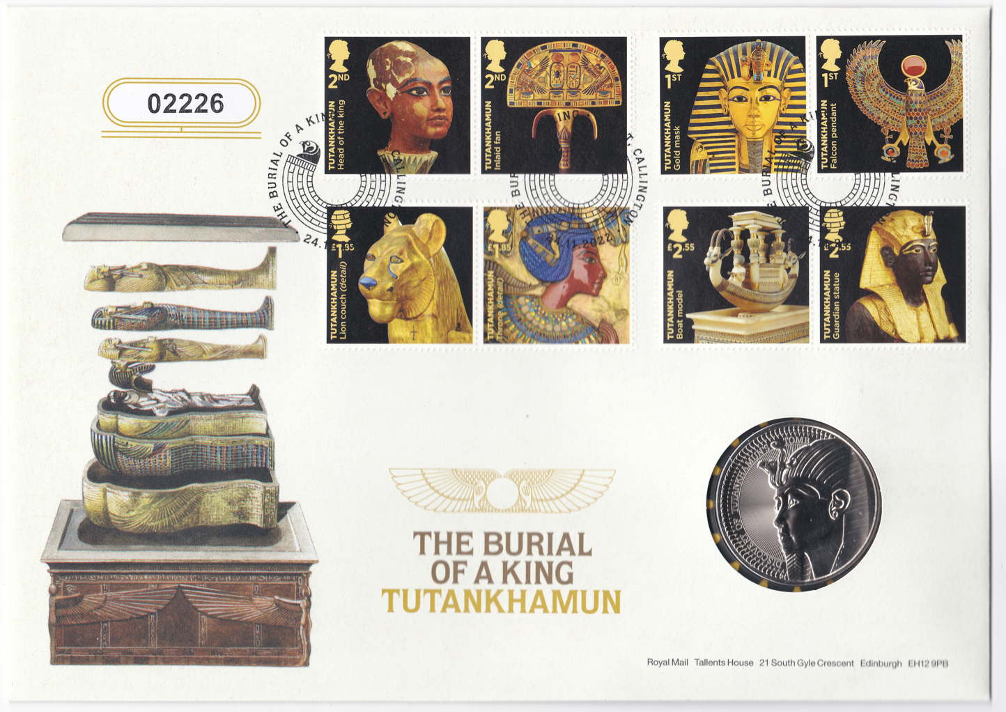 2022-gb-burial-of-king-tutankhamun-coin-cover-no-2226-mint