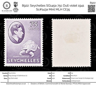 8922-seychelles-sg145a-75c-dull-violet-1941-sc-143a-mint-mlh-c35
