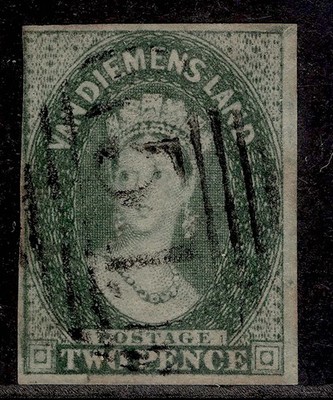 australia-tasmania-qv-sg34-2d-slate-green-used-cat-100