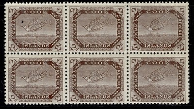 cook-islands-gv-sg44-2d-deep-brown-vlh-mint-cat-42-block-x6