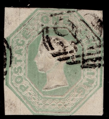 gb-qv-sg54-scarce-1s-pale-green-cut-square-used-cat-750