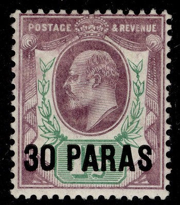 british-levant-edvii-sg16-30pa-on-1d-pale-dull-purple-green-m-mint-cat-20