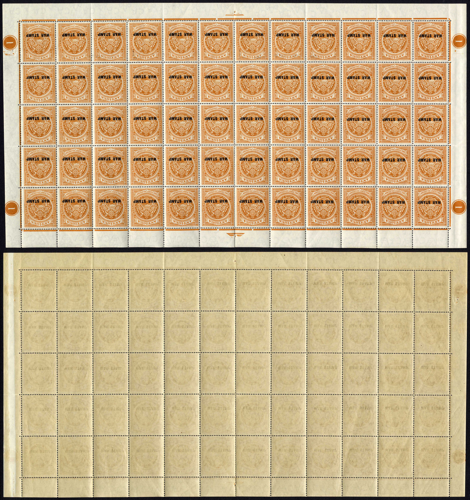 antigua-sg54-1-1-2d-war-stamp-complete-sheet-of-60-u-m-cat-180-pounds