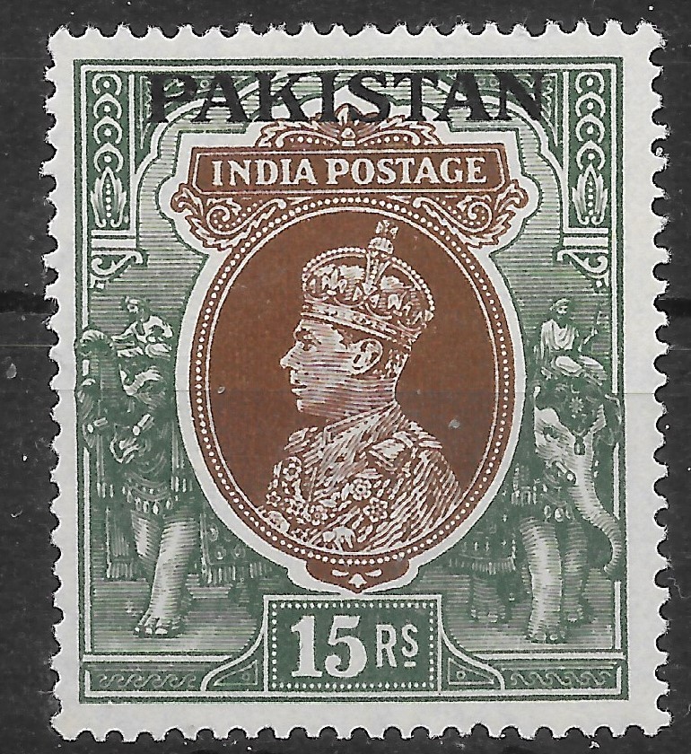 pakistan-sg18-1947-15r-brown-green-ovpt-on-india-mtd-mint