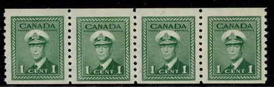 canada-gvi-sg397-1c-green-nh-mint-cat-17-horizontal-strip-x4