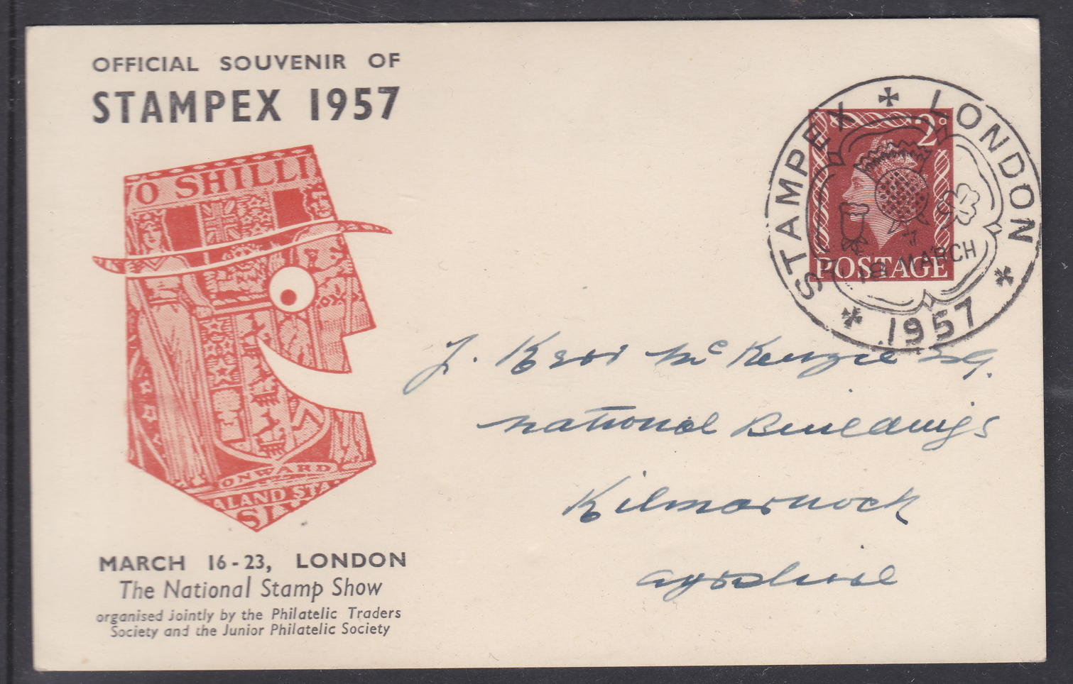 official-souvenir-postcard-1957-march-16-london-stampex-used
