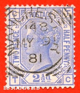sg-157-j23-tc-2d-blue-plate-21-a-fine-9th-may-1881-manchest-b94167