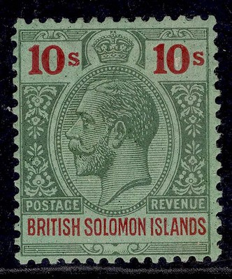 british-solomon-islands-gv-sg52-10s-green-red-emerald-m-mint-cat-150