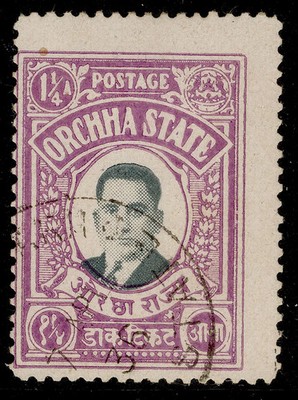 indian-states-orchha-gv-sg12-1a-slate-mauve-fine-used