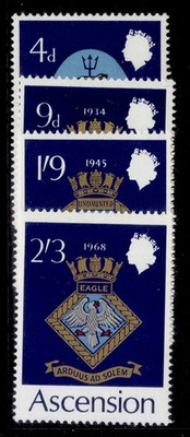 ascension-qeii-sg121-124-1969-royal-navy-crests-set-1st-series-nh-mint