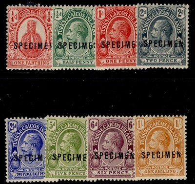 turks-caicos-islands-gv-sg154s-161s-1921-specimen-set-nh-mint-cat-200