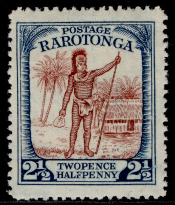 cook-islands-gv-sg83-2d-red-brown-steel-blue-m-mint-cat-18