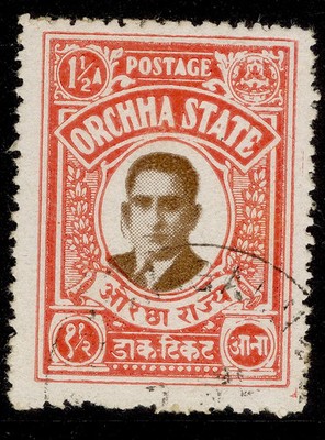 indian-states-orchha-gv-sg13-1a-brown-scarlet-fine-used