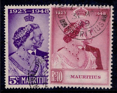 mauritius-gvi-sg270-271-1948-royal-silver-wedding-set-fine-used-cat-45-cds