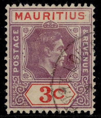 mauritius-gvi-sg253a-3c-reddish-purple-scarlet-fine-used-sliced-s-variety
