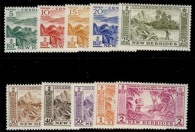 new-hebrides-qeii-sg68-77-1953-short-set-m-mint-cat-25