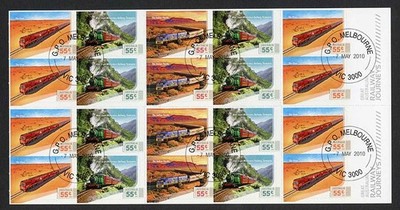 australia-sg3389b-2010-railway-journey-self-adhesive-booklet-pane-fine-used