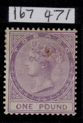 tobago-qv-sg6-1-mauve-m-mint-cat-4500-wmk-cc-rps-cert