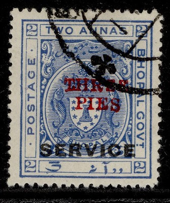 indian-states-bhopal-gv-sg-o321-3p-on-2a-ultramarine-fine-used