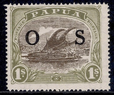 aus-papua-british-new-guinea-gv-sg-o64-1d-brown-yellow-olive-lh-mint